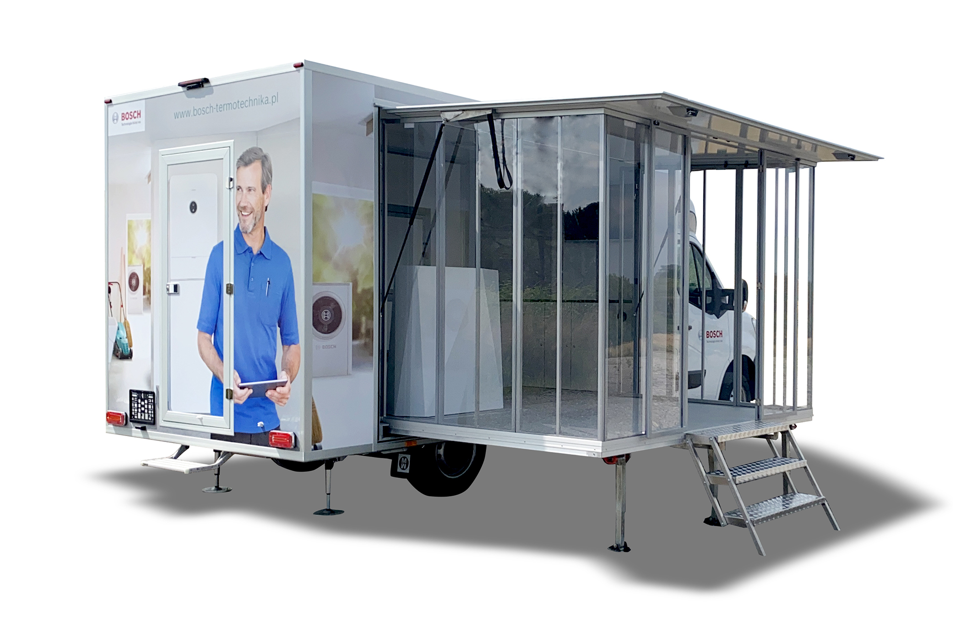 Mobilny showroom Bosch z rozkładaną zabudową — Moto Wektor